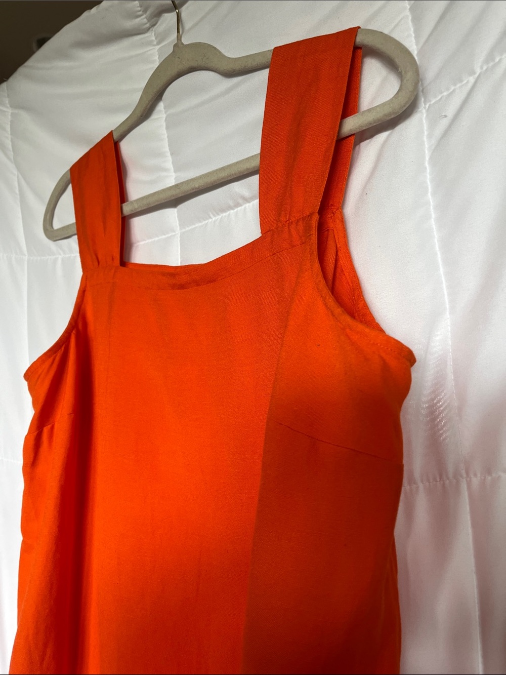 NWT Loft Square Neckline Tiered Mini Shift Dress Orange Linen Blend Large - Picture 5 of 8